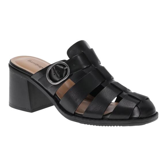 Baretraps Women's Whitnie Fisherman Block Heel Slip On Mule Sandals Black Size 7 - Picture 1 of 5